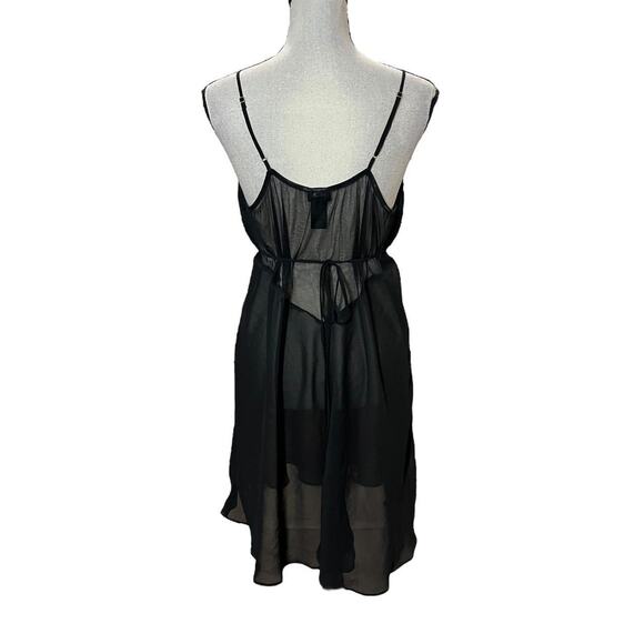 Secret Treasures Black & Ivory Floral Embroidered Beaded Milkmaid Chemise Dress - Picture 5 of 6